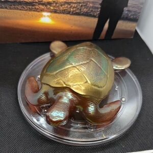Golden Resin Green Turtle Decor